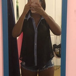 Sheer button down top